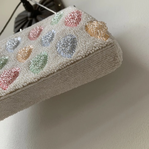 022 - Original Vintage 50s 60s Heavily Beaded Bag 
Snake chain handle - Picture 6 of 15